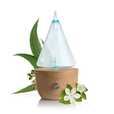 Puressentiel Diffusore a Nebulizzazione I'Conic, per Oli Essenziali, con Luci d'Atmosfera Colorate, Realizzato con Materiali Sostenibili, Piccolo e Compatto