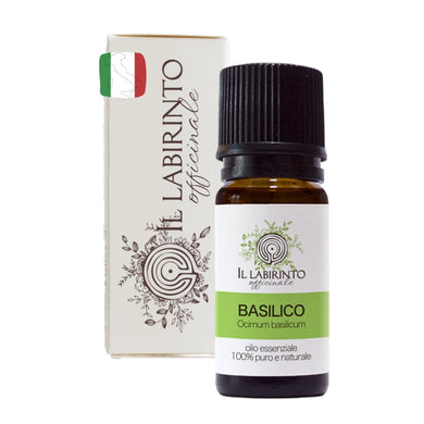 Olio Essenziale Basilico puro alimentare italiano Il Labirinto Officinale - Oli Essenziali Naturali - Olio essenziale per Diffusori e Umidificatori, Aromaterapia - Vegan - 10ml