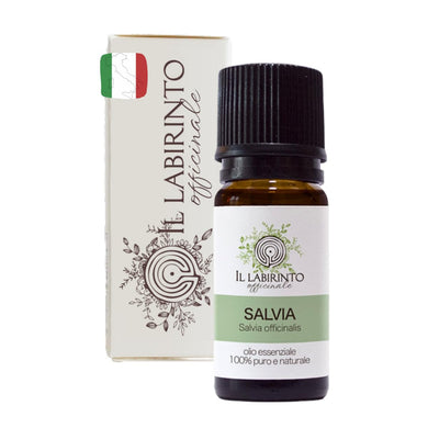Olio Essenziale Salvia puro alimentare italiana Il Labirinto Officinale - Oli Essenziali Naturali - Olio essenziale per Diffusori e Umidificatori, Aromaterapia - Vegan - 10ml