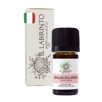 Olio Essenziale Salvia Sclarea puro alimentare Italiana Il Labirinto Officinale - Oli Essenziali Naturali - Olio essenziale per Diffusori e Umidificatori, Aromaterapia - Vegan - 5ml