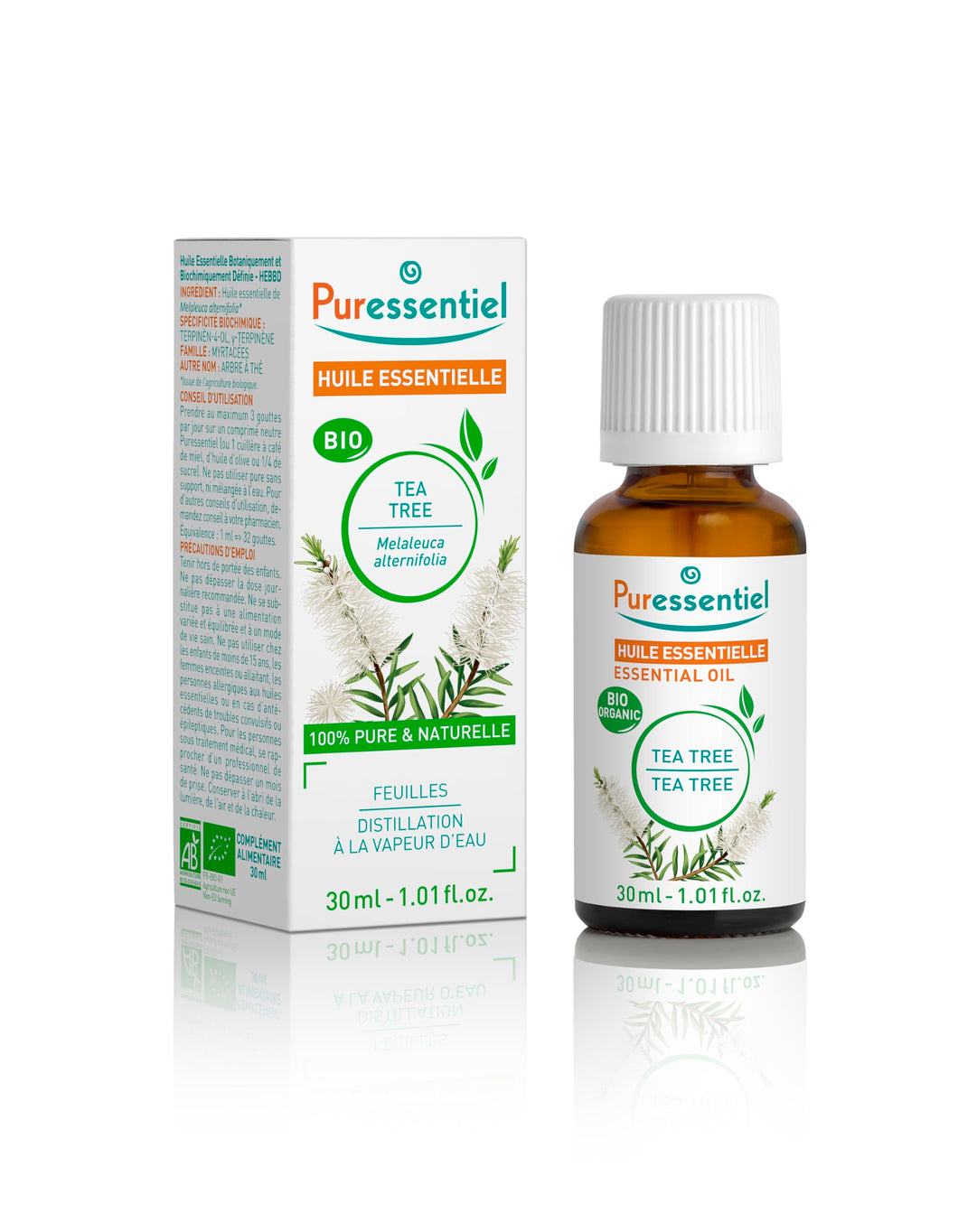 Puressentiel Olio Essenziale di Tea Tree, 100% Puro e Naturale, Oebbd, Olio Essenziale Botanicamente e Biochimicamente Definito, Da Agricoltura Biologica, Vegan e Cruelty Free, 30 ml