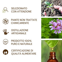 Load image into Gallery viewer, Olio Essenziale Geranio puro Il Labirinto Officinale - Alimentare, Oli Essenziali Naturali - Olio essenziale per Diffusori e Umidificatori, Aromaterapia - Vegan - 10ml